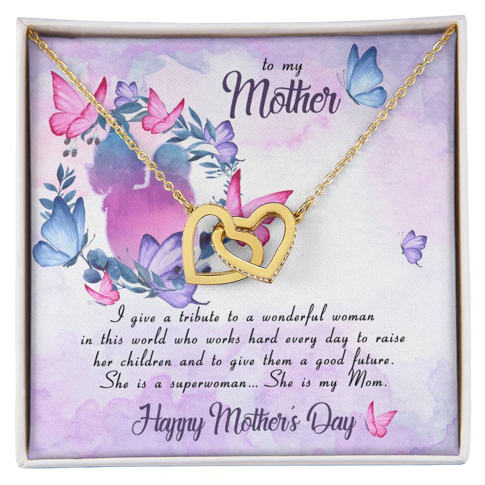 Mothers Day Gift - Mothers Day Gift From Daughter - Gift For Mom Mother'S Day Necklace With Card - Mothers Day Jewelry Mothers Day Card Interlocking Hearts Necklace