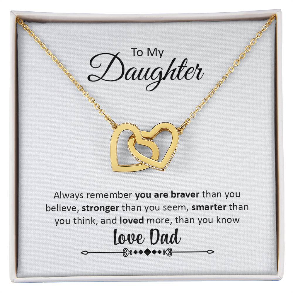 Always Remember - You Are Braver - Love Dad Interlocking Hearts Necklace