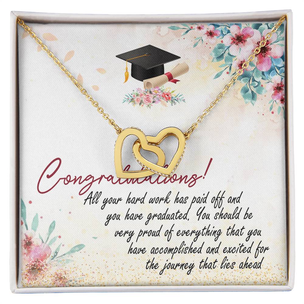 Congratulation So Proud Of You Interlocking Hearts Necklace Graduation Message Card
