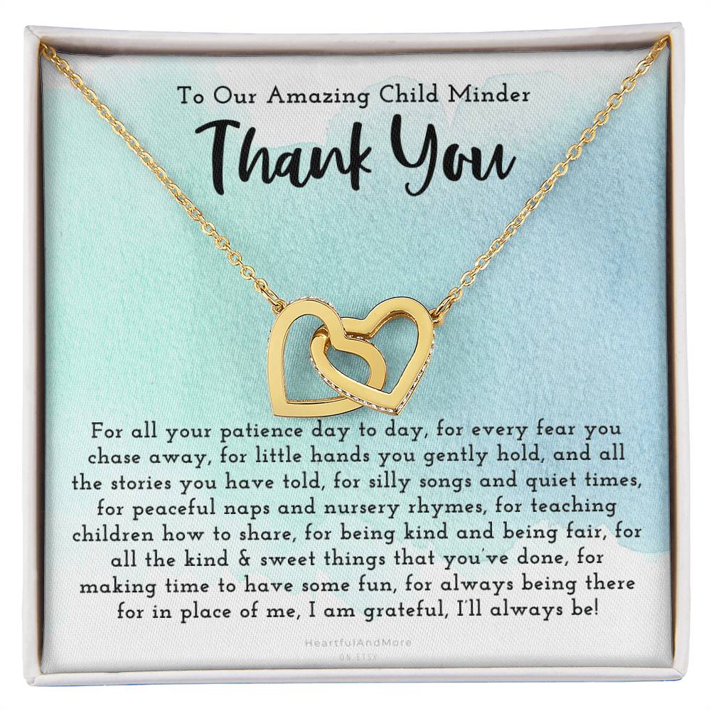 Thank You Gift For Child Minder Child Minder Appreciation Gift Child Minder Leaving Gift Childminder Christmas Gift Child Minder Necklace Interlocking Hearts Necklace