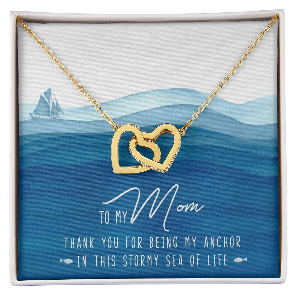 To My Mom Interlocking Hearts Necklace Message Card