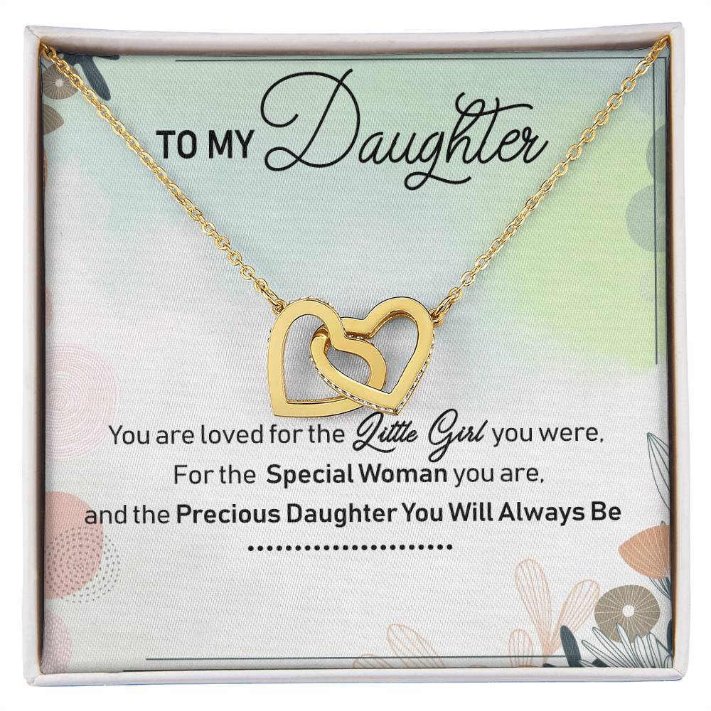 To My Daughter Interlocking Hearts Necklace Message Card