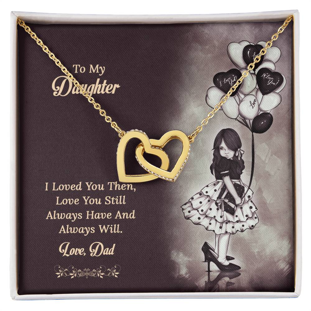 To My Daughter From Dad Interlocking Hearts Necklace