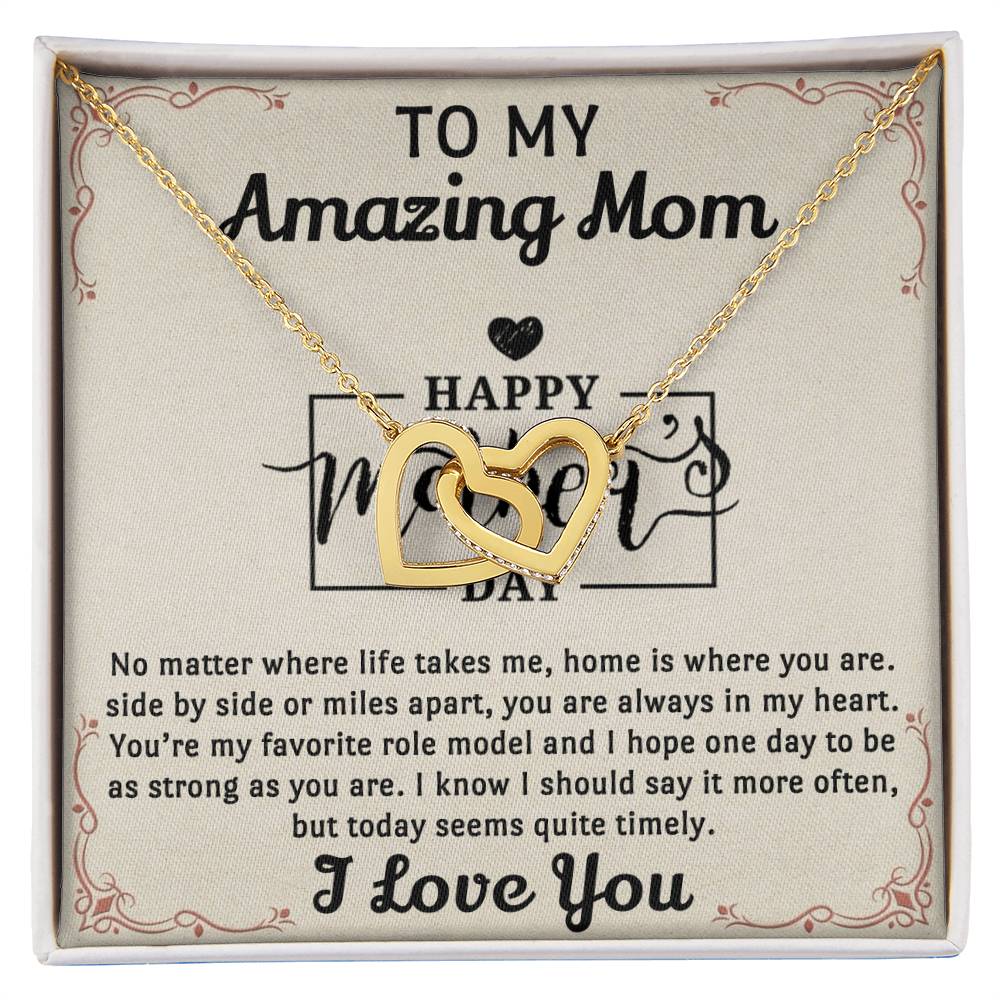 My Amazing Mom Interlocked Together Necklace For Mothers Day Interlocking Hearts Necklace