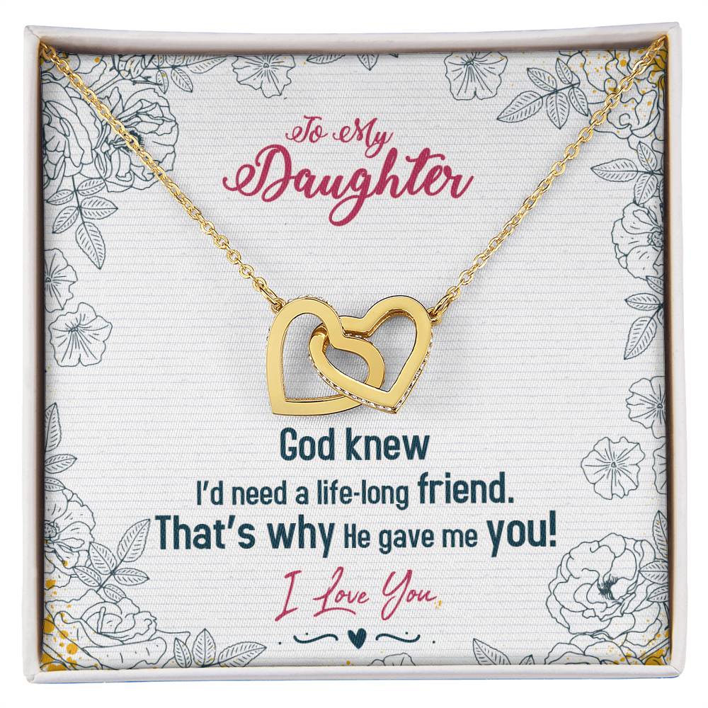 To My Daughter Interlocking Hearts Necklace