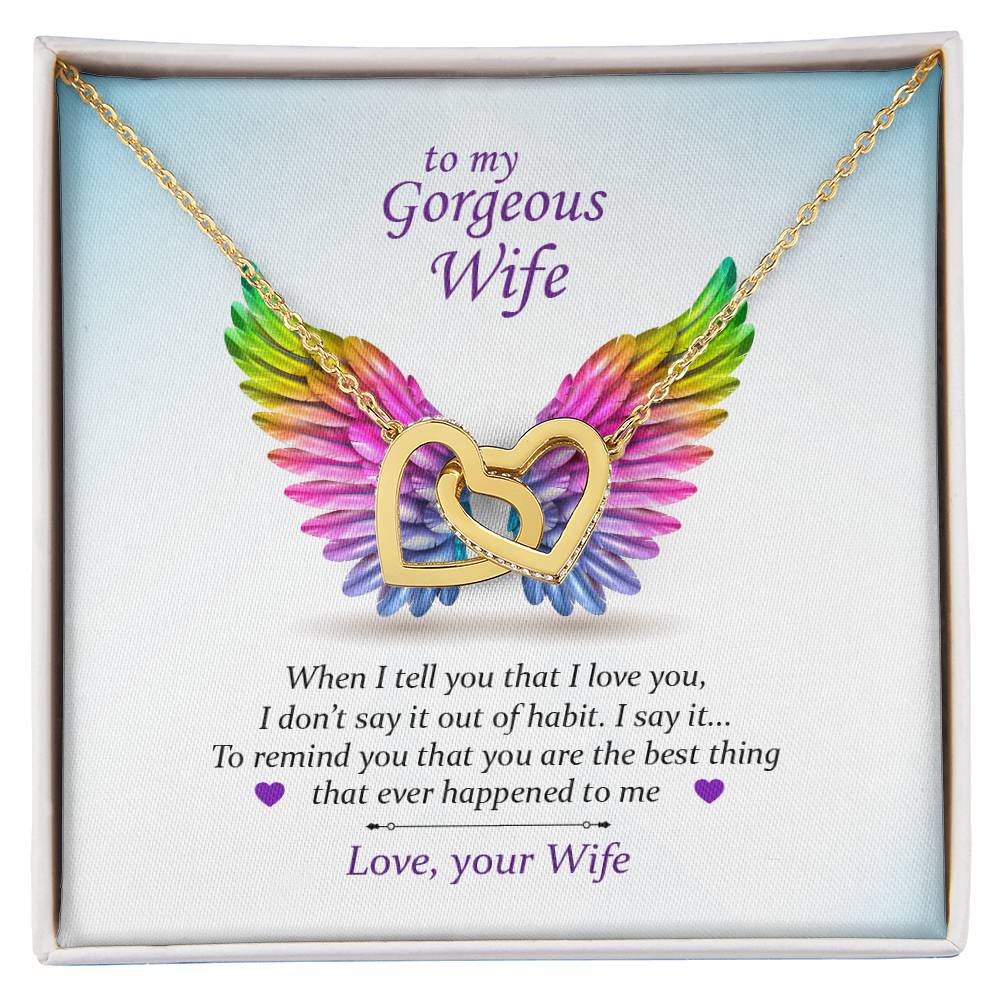 To My Gorgeous Wife ~Pride~ Interlocking Hearts Necklace