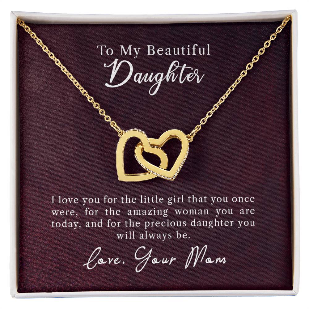 To My Daughter - Precious Daughter - Necklace Interlocking Hearts Necklace