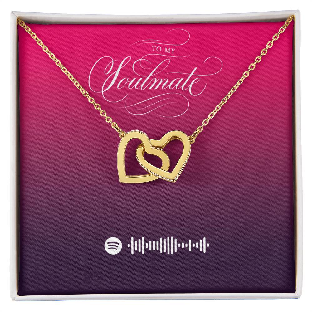 Soulmate Personalized Spotify Code Necklace - Kpop Fan Gift - Unique Valentines Day Gift For Her Interlocking Hearts Necklace
