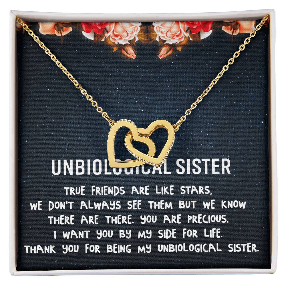 Unbiological Sister Necklace Soul Sister Best Friend Gift Step Sister Gift Interlocking Hearts Necklace