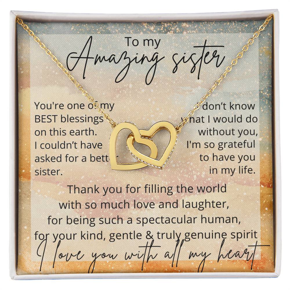 Sister Love Necklace Birthday Interlocking Hearts Necklace