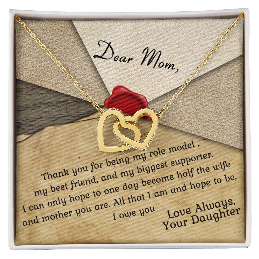 Mom Is My Role Model Interlocking Hearts Necklace