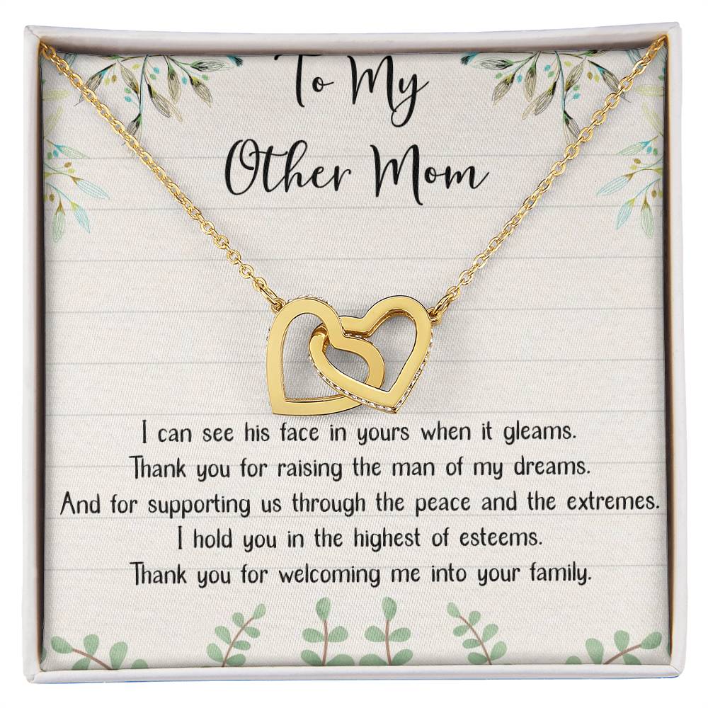 To My Other Mom Interlocking Hearts Necklace Message Card