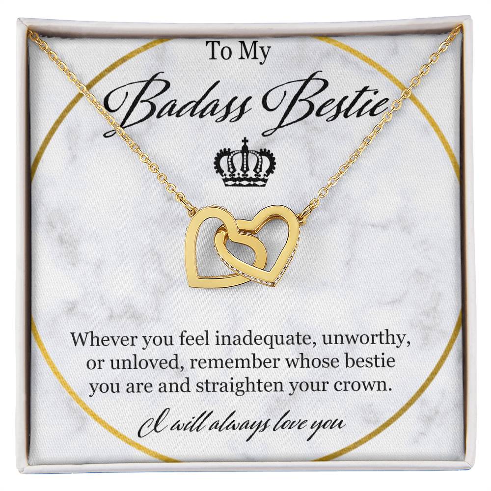 To My Badass Bestie Interlocking Hearts Necklace