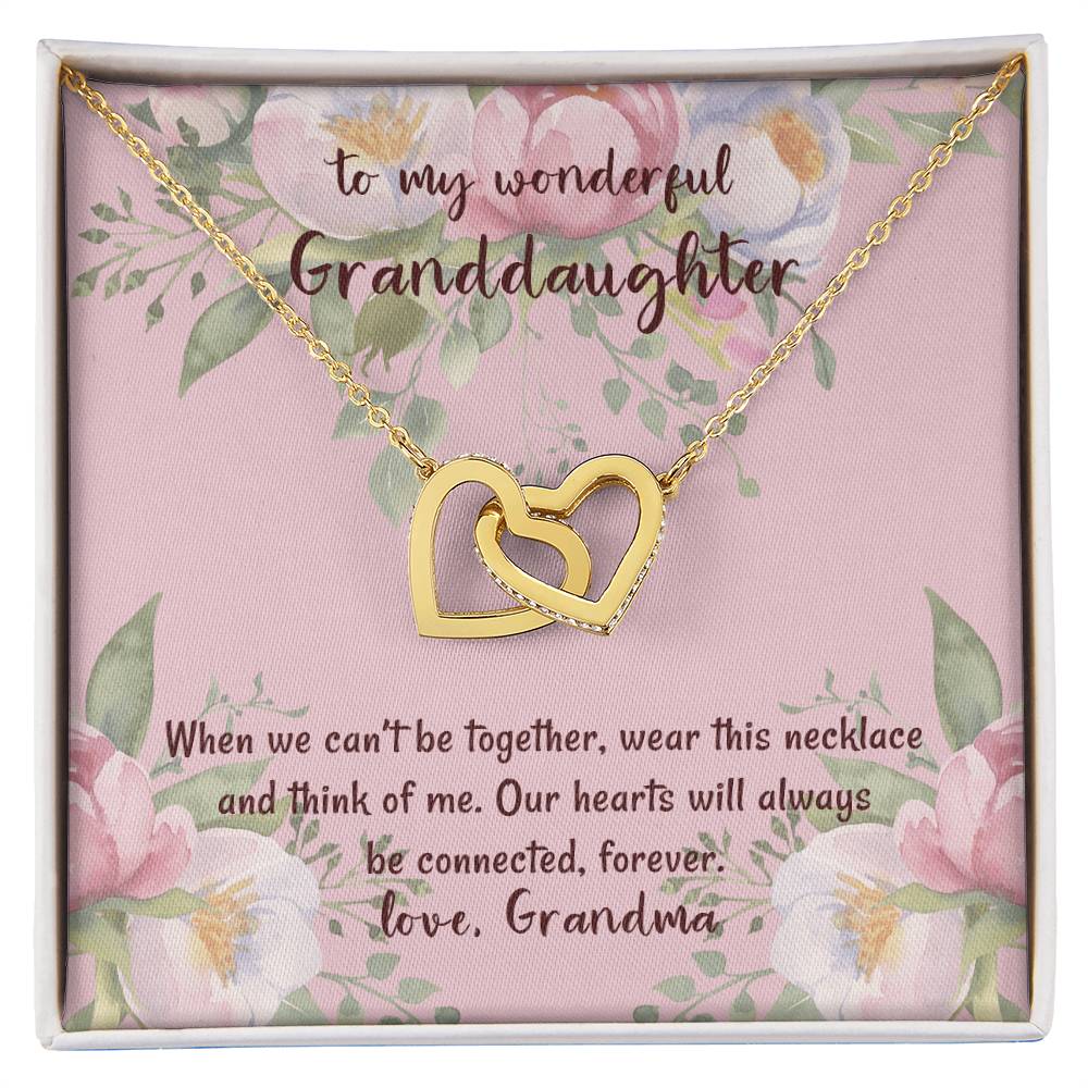 To My Wonderful Granddaughter Our Hearts Will Always Be Connected Love Grandma Interlocking Hearts Necklace