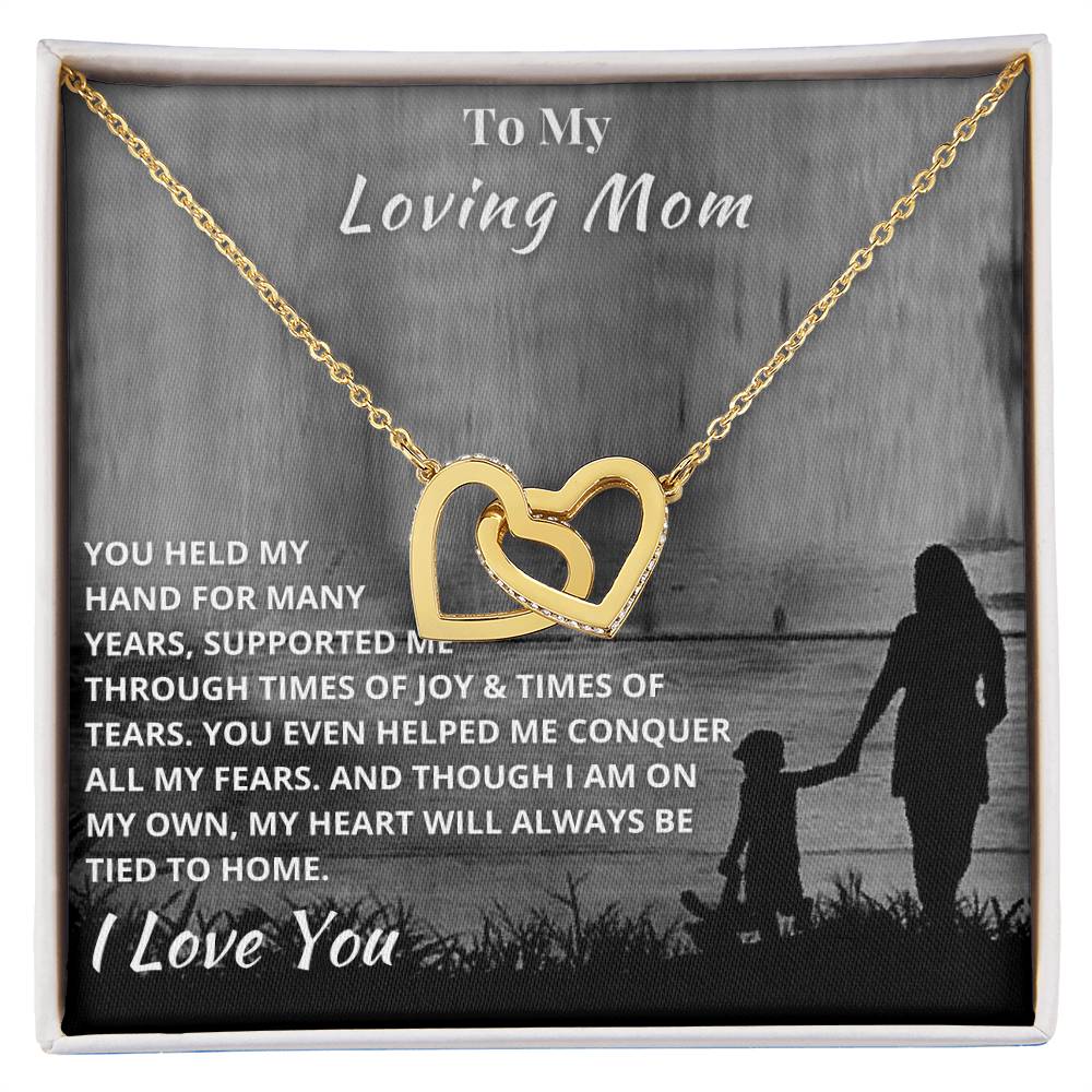 To My Mom - Hold My Hand Forever - Necklace Interlocking Hearts Necklace