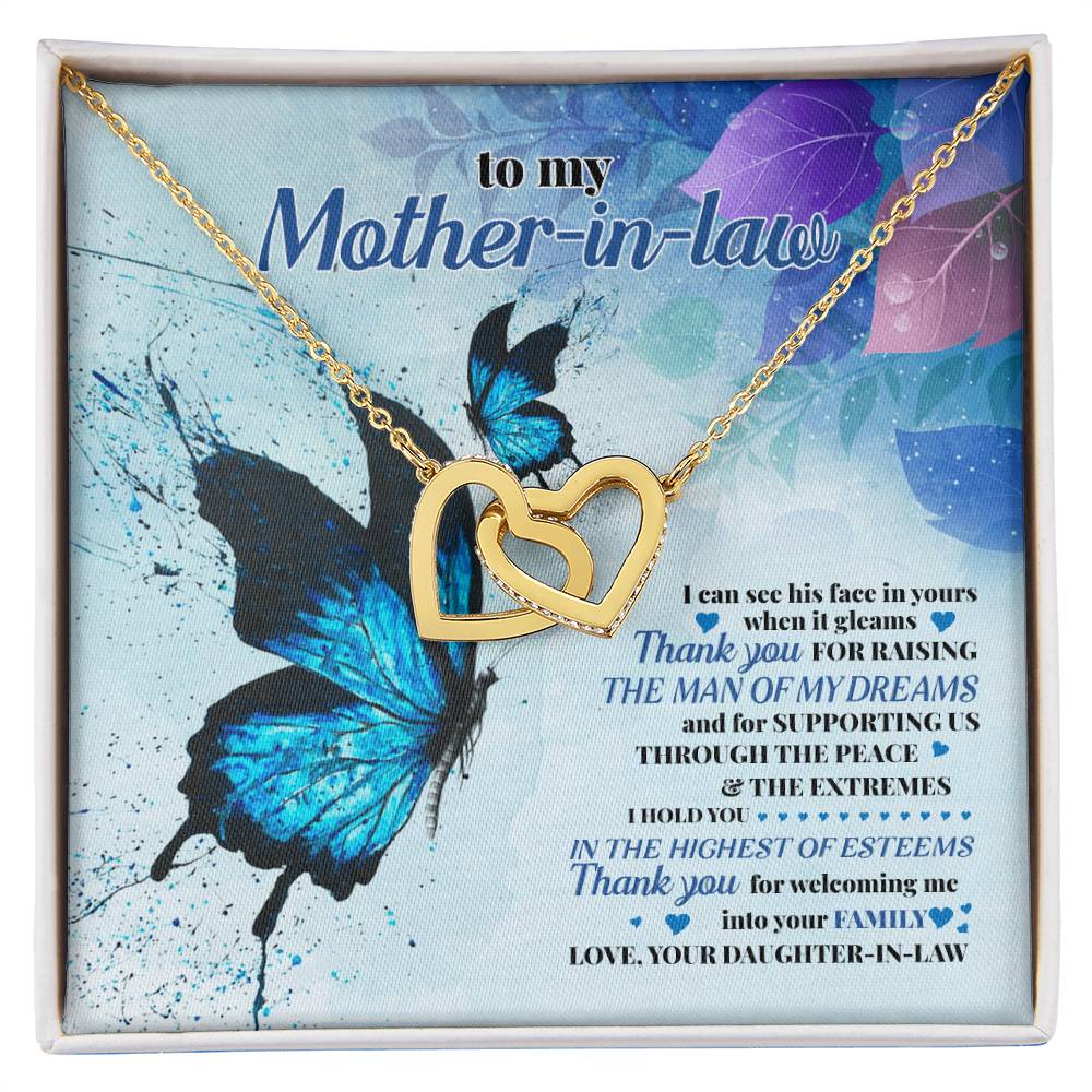 Mother-In-Law Necklace Mother-In-Law Mother-In-Law Gift Interlocking Hearts Necklace