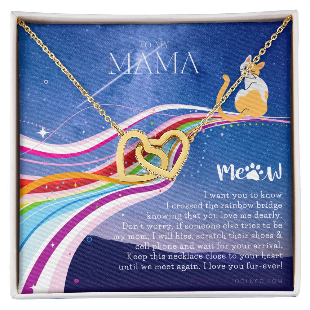 To My Cat Mama Cat Loss Gifts Rainbow Bridge Cat Pet Sympathy Gift Cat Loss Necklace Until We Meet Again Necklace Loss Of Cat Memorial Necklace Interlocking Hearts Necklace