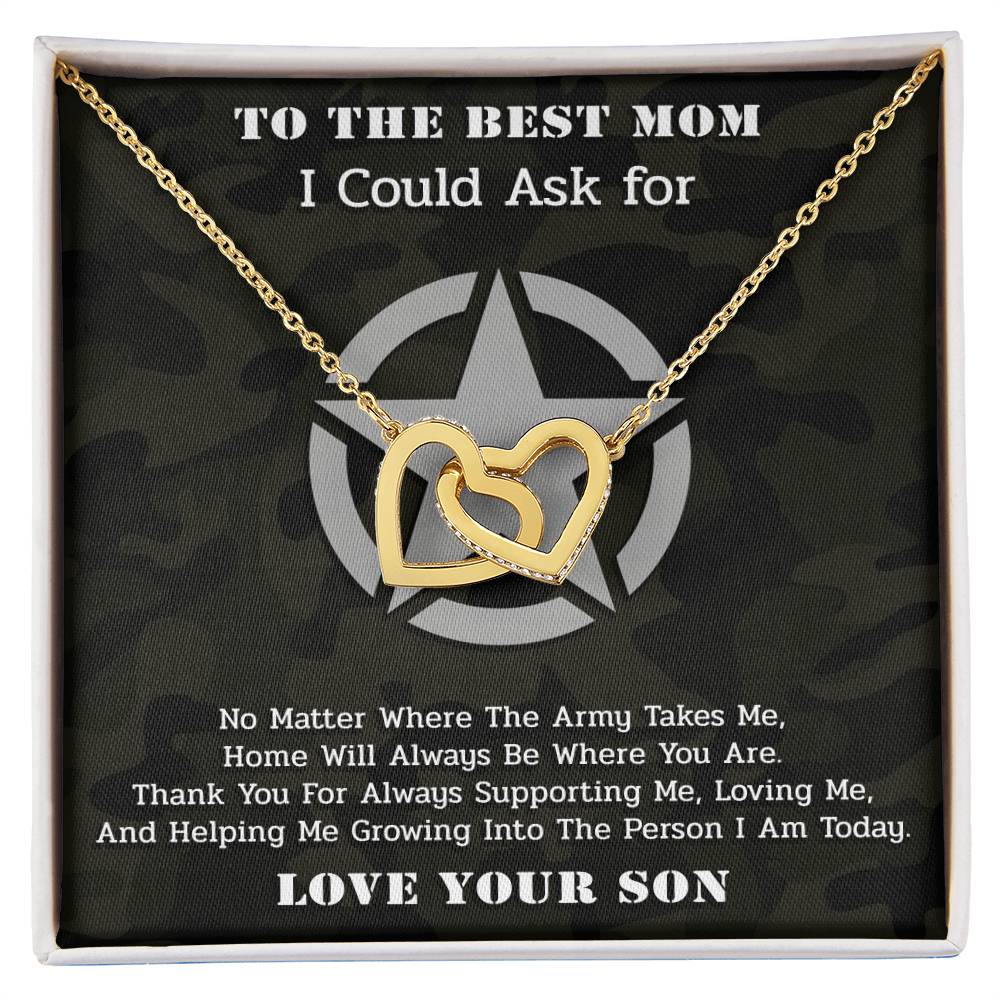 The Best Army Mom - Interlocked Necklace Interlocking Hearts Necklace
