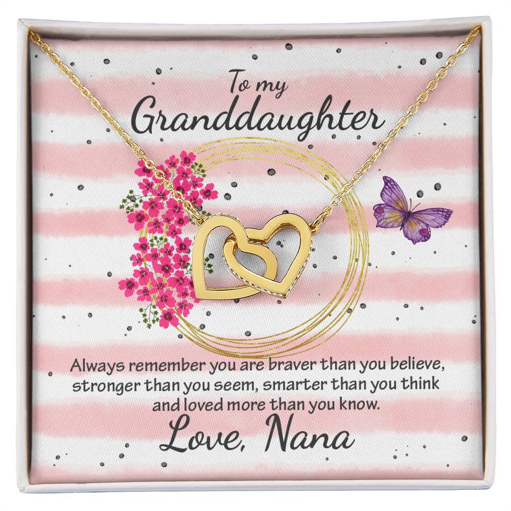 Interlocking Heart Necklace - From Nana To My Granddaughter Interlocking Hearts Necklace