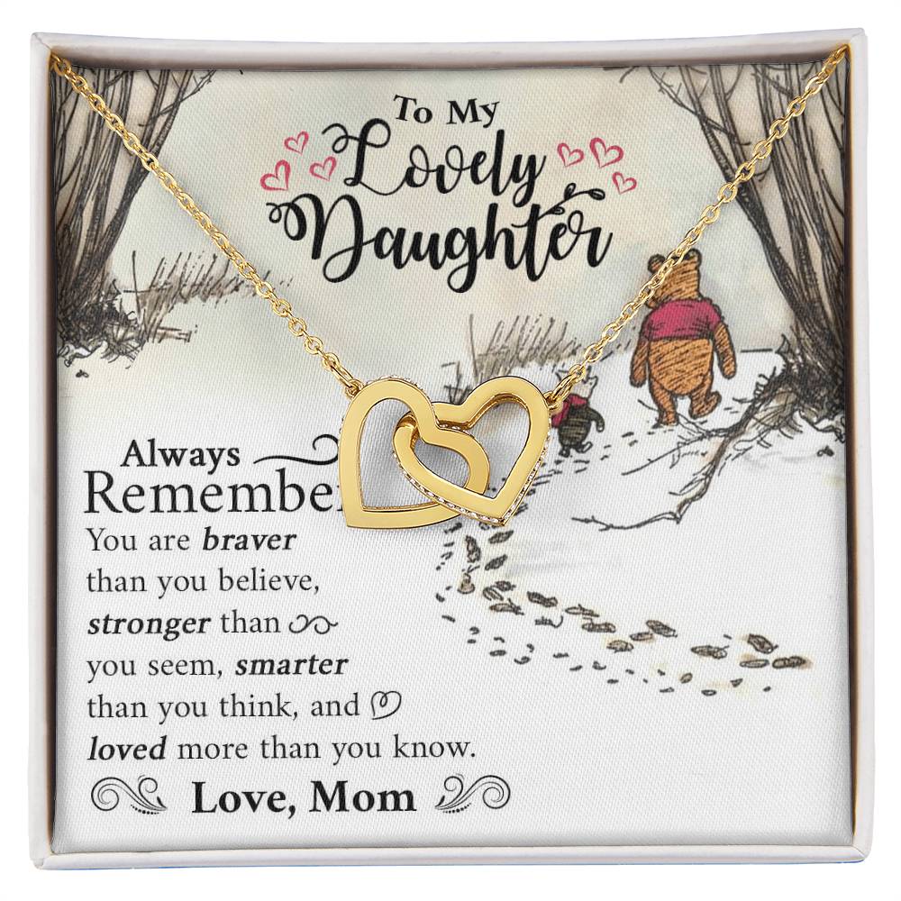 Lovely Daughter Winnie The Pooh Necklace Interlocking Hearts Necklace