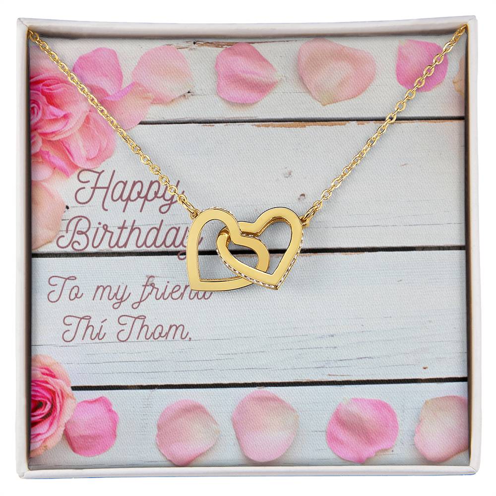 Happy Birthday To My Friend Interlocking Hearts Necklace