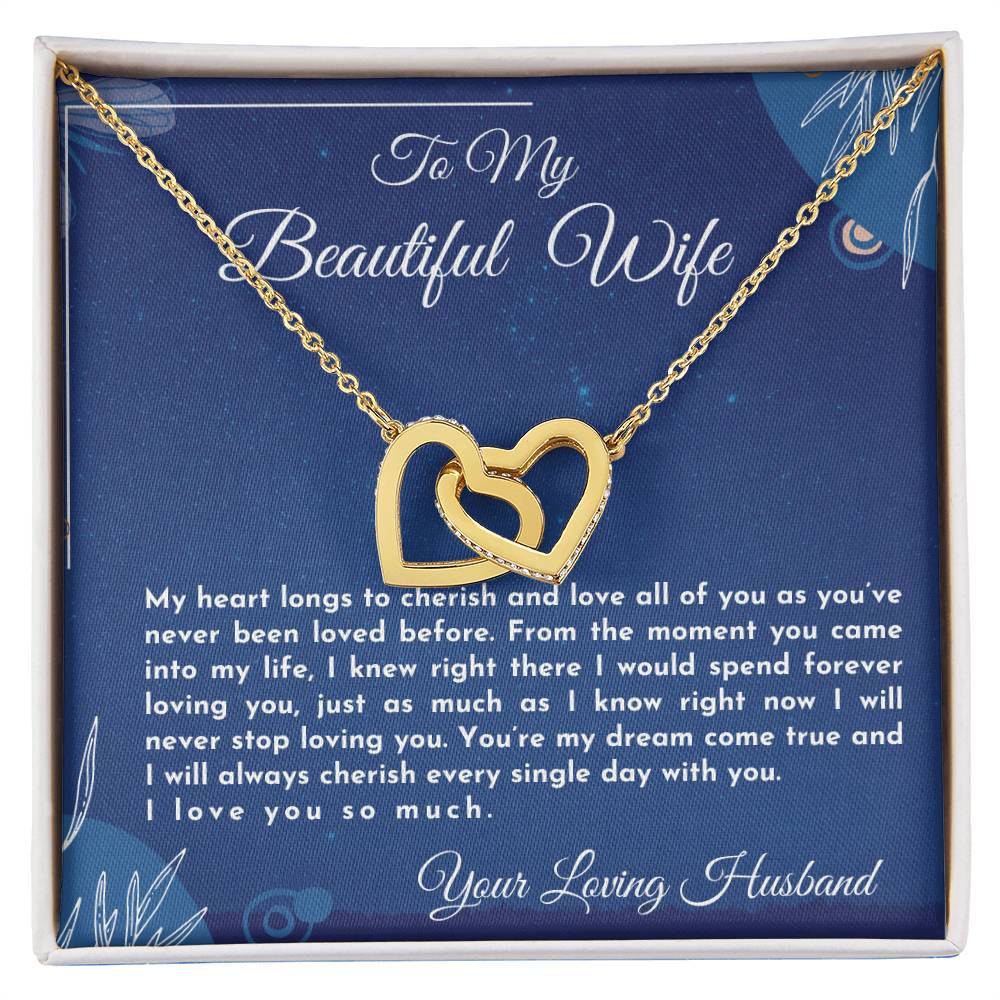 Gift For Wife My Heart Longs To Cherish And Love Interlocking Hearts Necklace