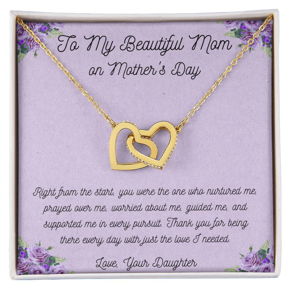 To My Beautiful Mom - Interlocking Hearts Necklace