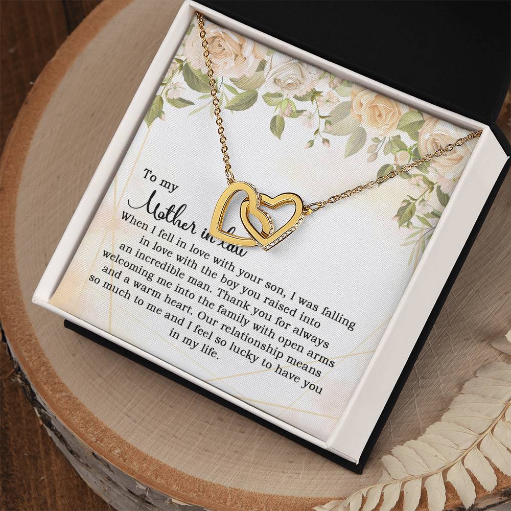 To My Mother In Law When I Fell In Love With Your Son Interlocking Hearts Necklace