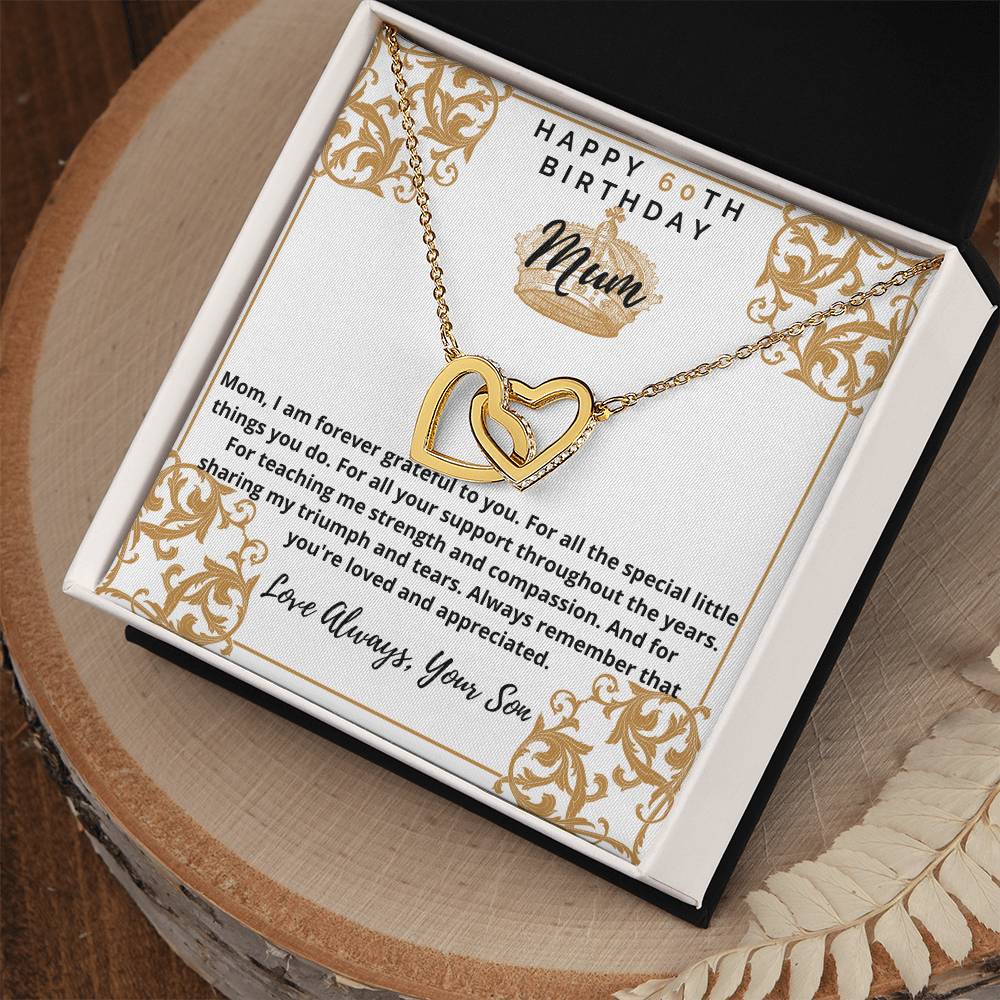 60Th Birthday Gift For Mum Interlocking Hearts Necklace