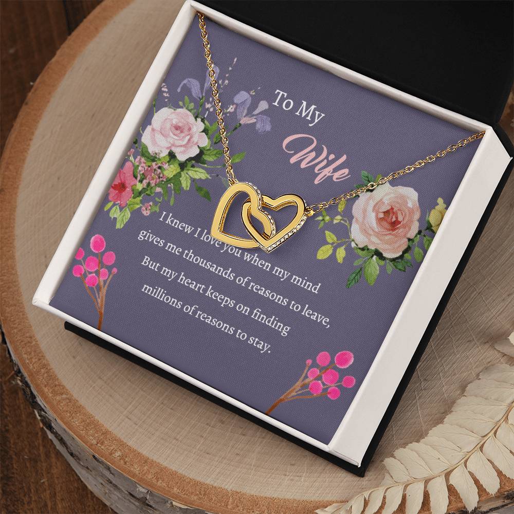 To My Wife - Mind Heart Stay - Necklace Interlocking Hearts Necklace