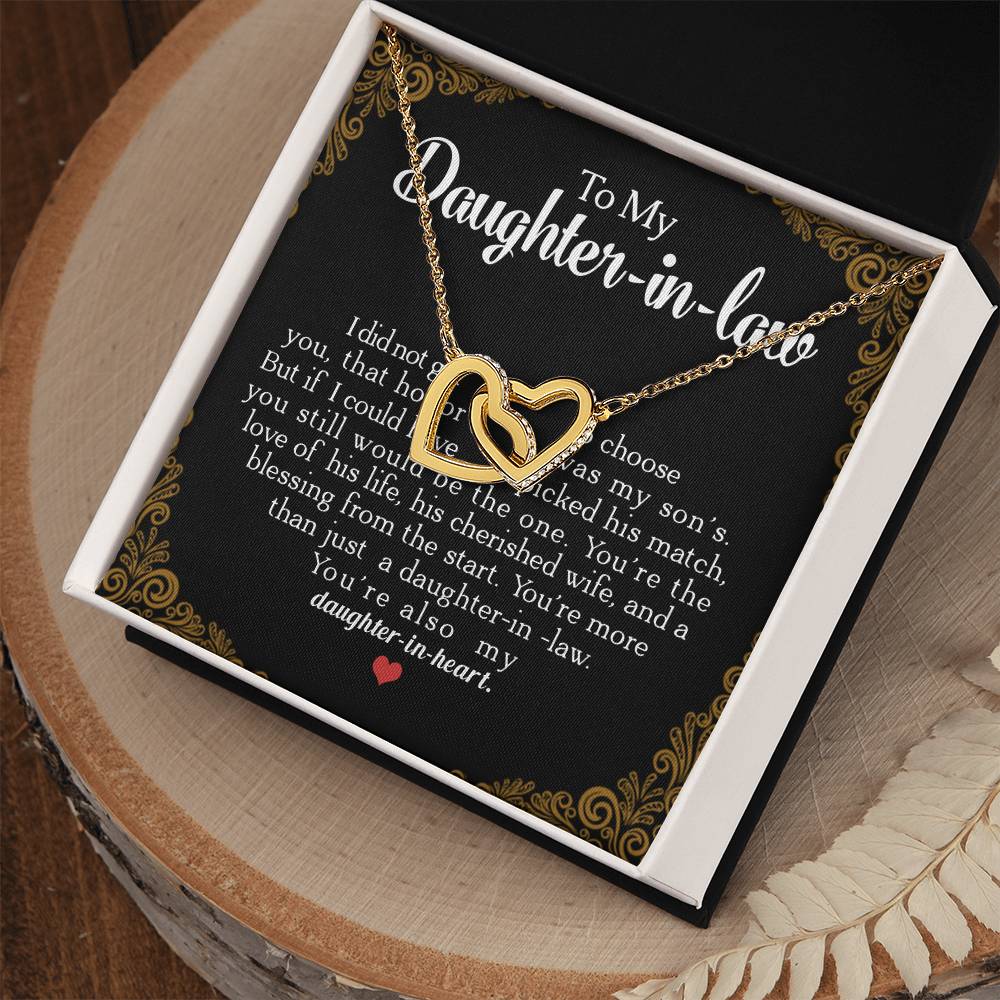 To My Daughter-In-Law You'Re Also My Daughter In Heart Interlocking Hearts Necklace