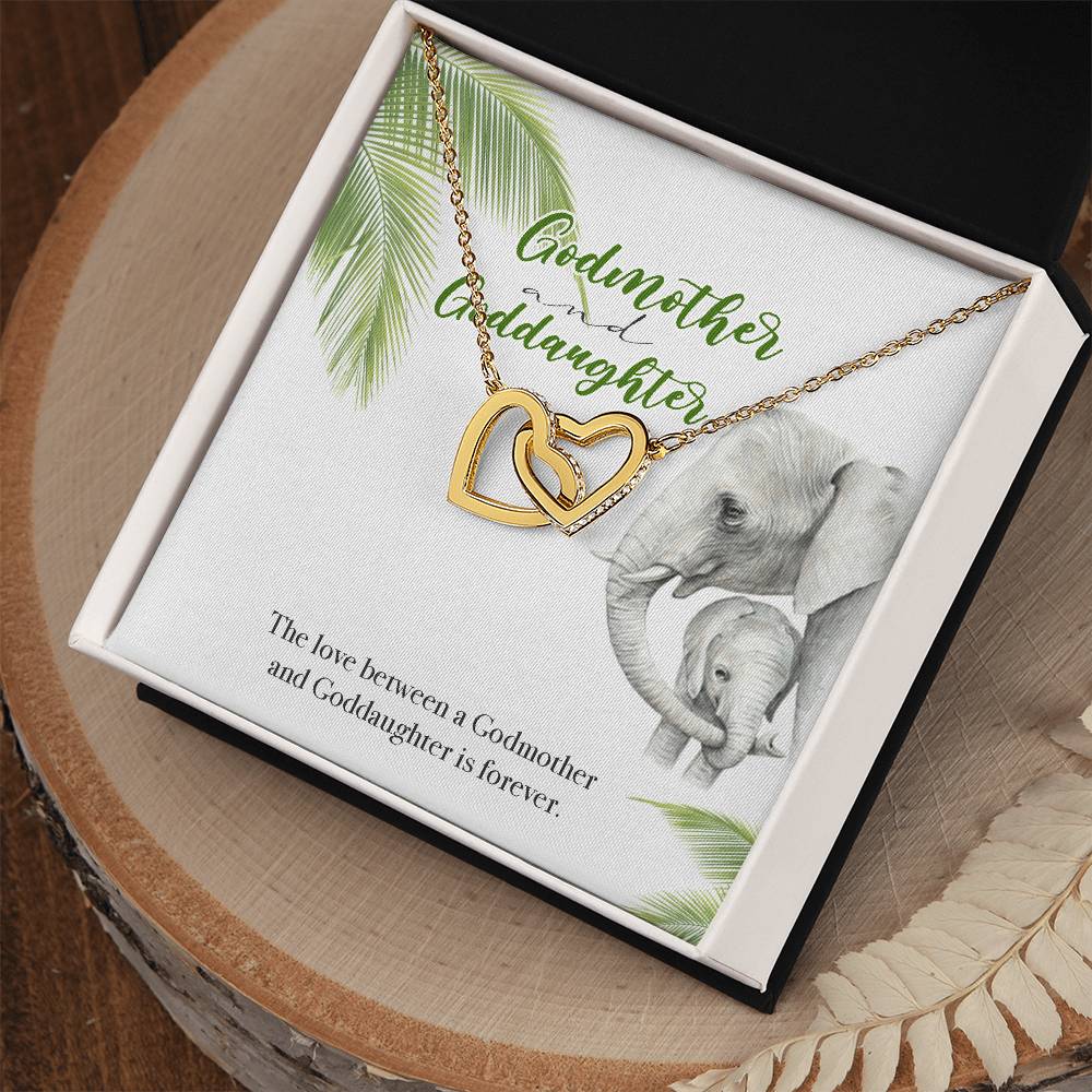 Godmother Goddaughter Gift Necklace Emotional Message Card Interlocking Hearts Necklace