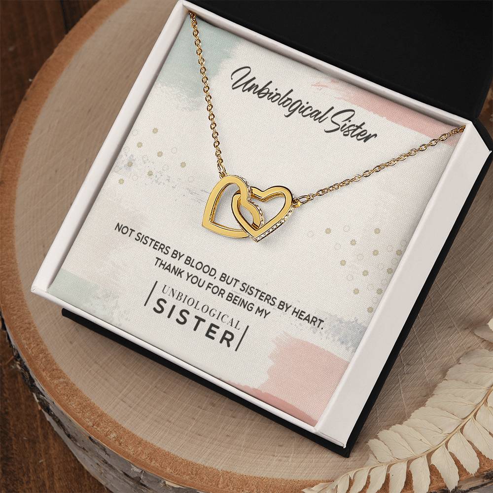 Unbiological Sister - Sisters By Heart Interlocking Hearts Necklace