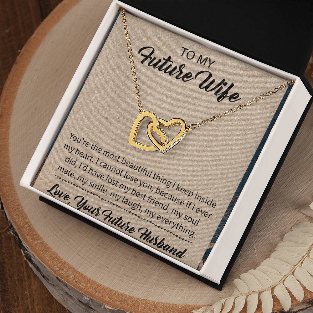To My Future Wife Interlocking Hearts Necklace Message Card