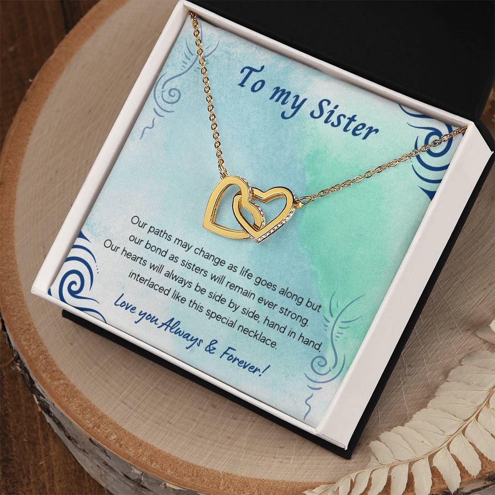 To My Sister Interlocking Hearts Necklace