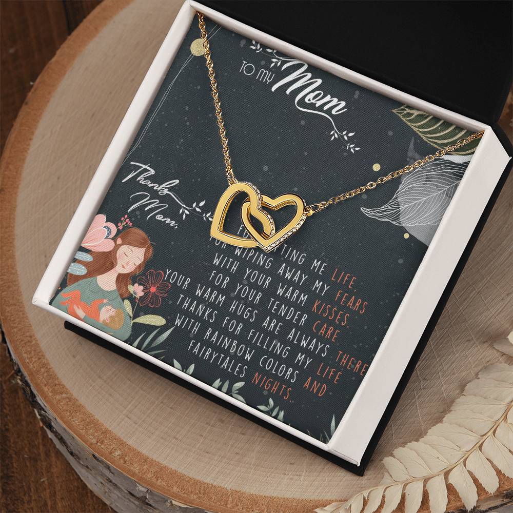 To My Mom Interlocking Hearts Necklace Message Card