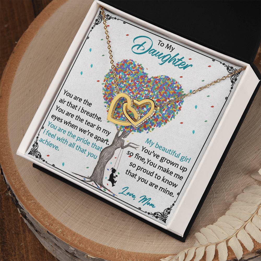 Love Always Comes From The Heart - To My Daughter Luxe Interlocking Heart Necklace Gift Set Interlocking Hearts Necklace