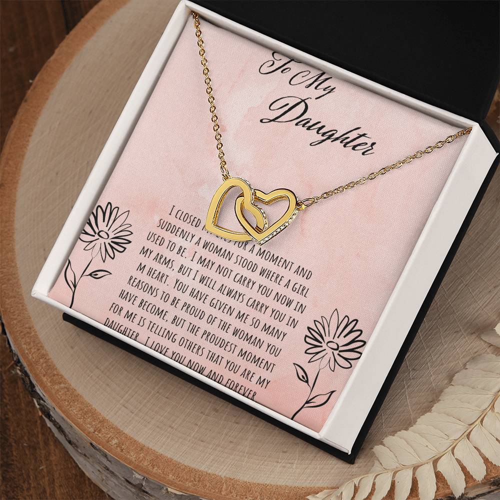 To My Daughter I Close My Eyes For A Moment Interlocking Hearts Necklace