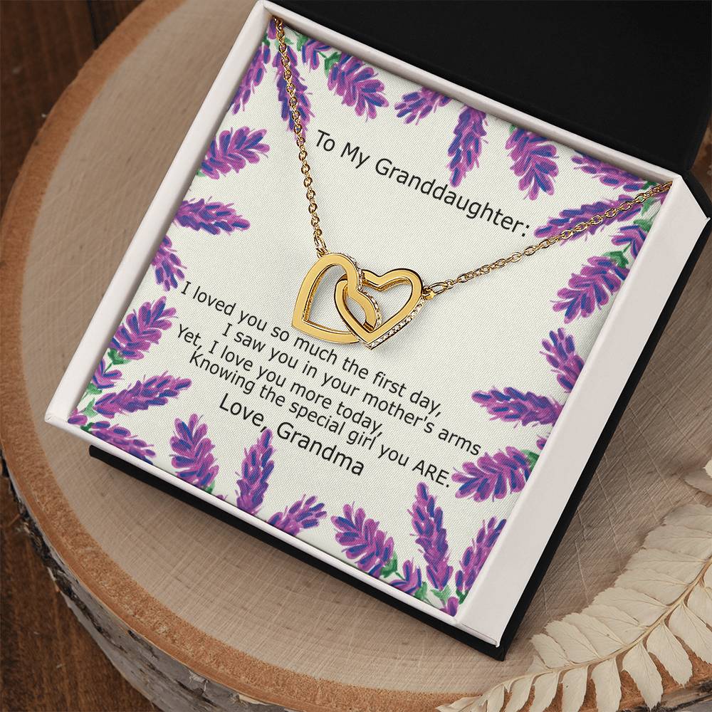 To My Granddaughter - Special Girl You Are Necklace Interlocking Hearts Necklace