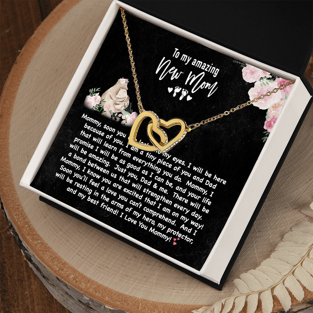 New Mom Double Heart Forever Love Necklace Interlocking Hearts Necklace