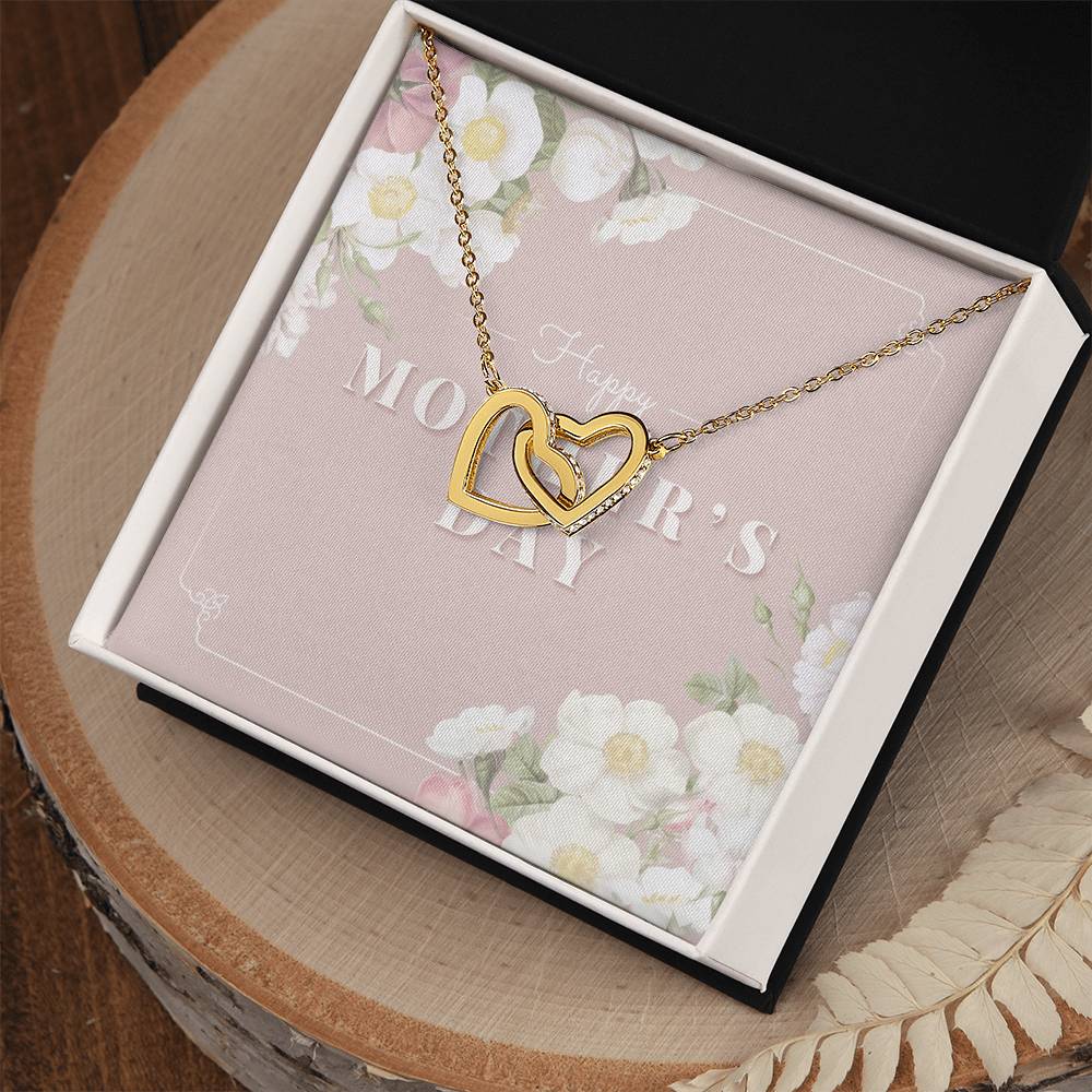 Mother Necklace Gift For Mom 14K White Gold Finish Pendant Mother'S Day Gift Interlocking Hearts Necklace