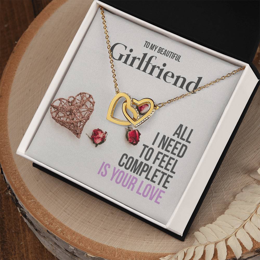 Romantic Girlfriend Necklace Gift - To My Girlfriend Interlocking Hearts Necklace