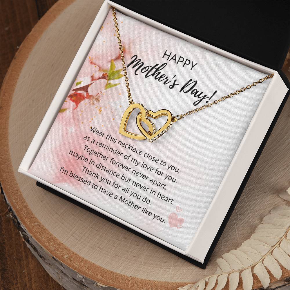 Mother'S Day Interlocking Heart Necklace - 316 Steel With 18K Rose Gold Finish And Cubic Zirconia Stones Interlocking Hearts Necklace