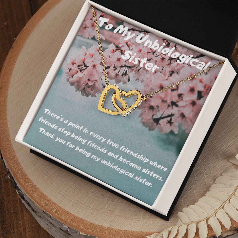 To My Unbiological Sister Interlocking Hearts Necklace