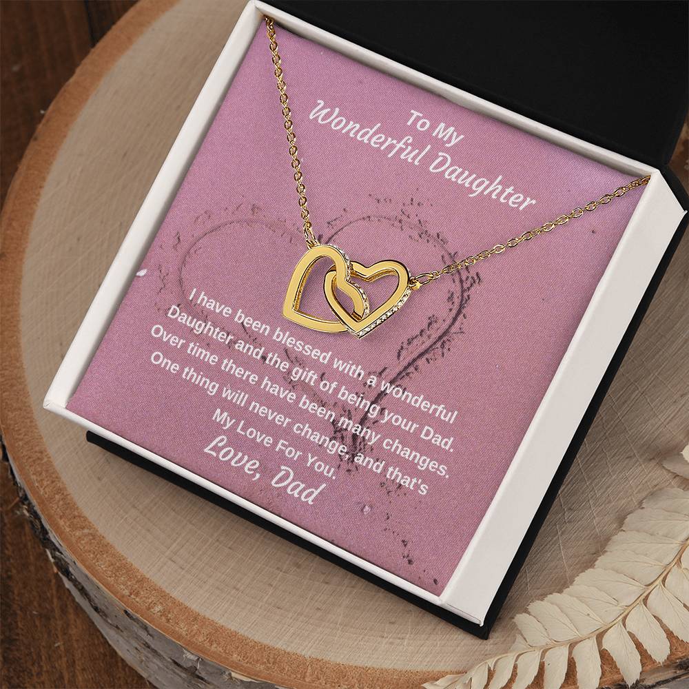 To My Wonderful Daughter Gift Of Being Your Dad Personalized Necklace Gift Interlocking Hearts Necklace