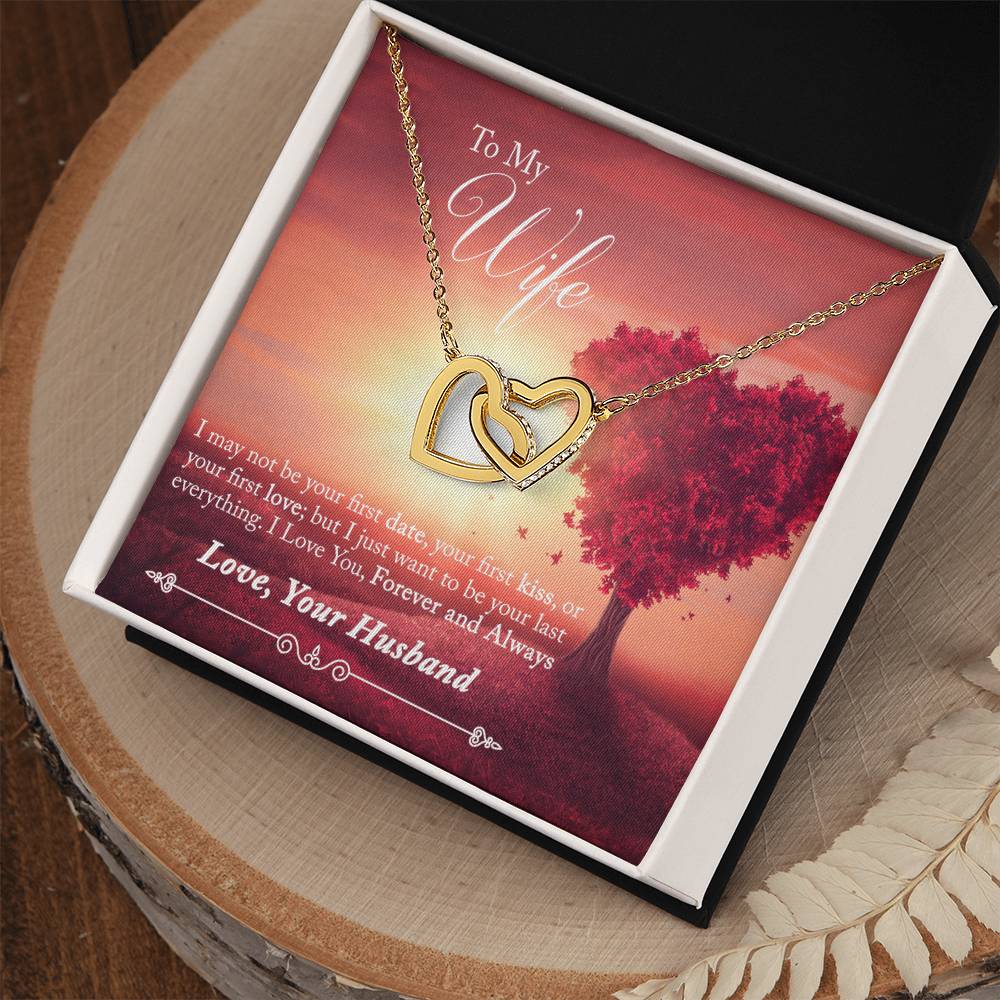 To My Wife - I Love You Forever And Always Interlocking Hearts Necklace