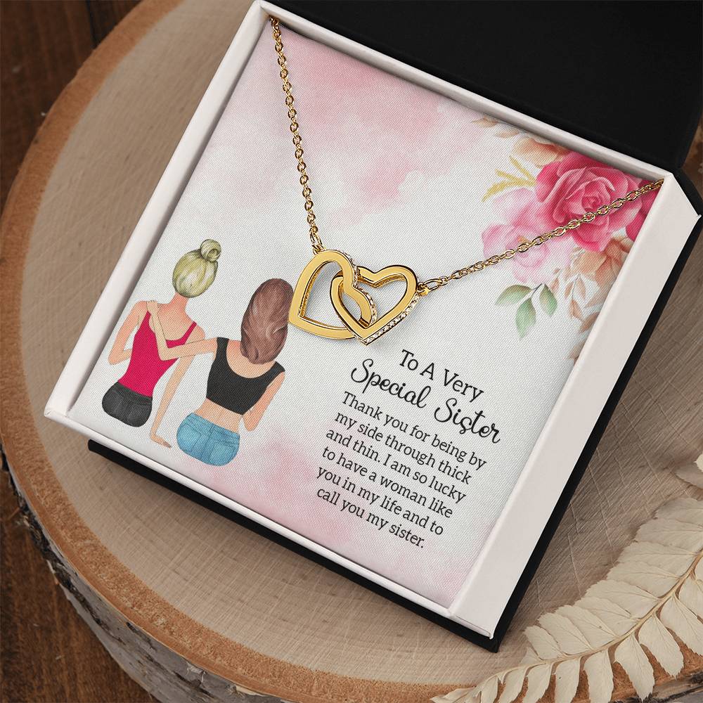 Gift For Sister - Being By My Side Necklace Interlocking Hearts Necklace