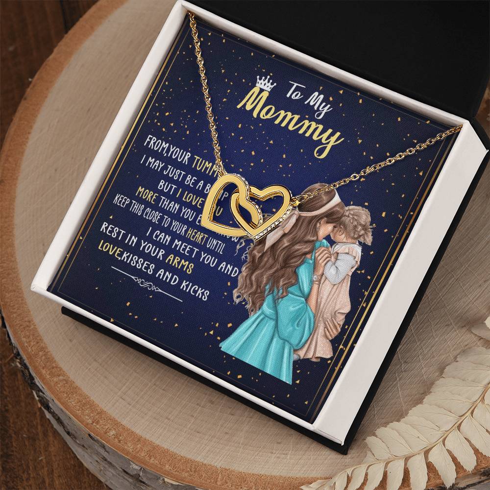 To My Mommy From Your Tummy Interlocking Hearts Necklace