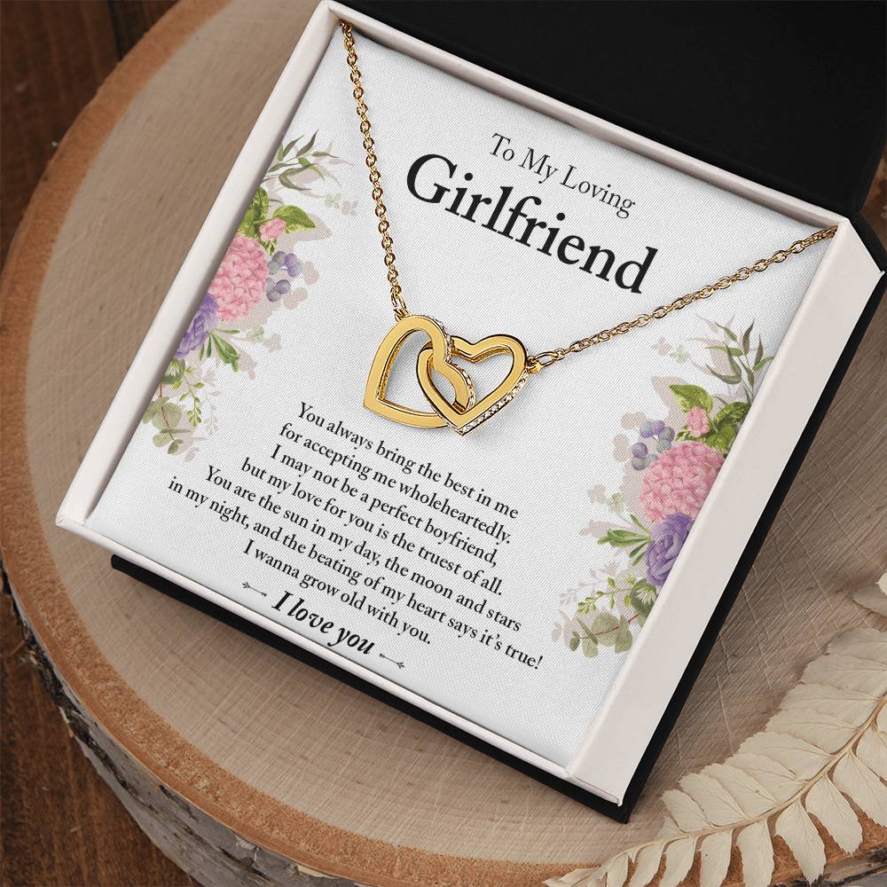 To My Loving Girlfriend - Interlocking Heart Pendant Necklace Interlocking Hearts Necklace
