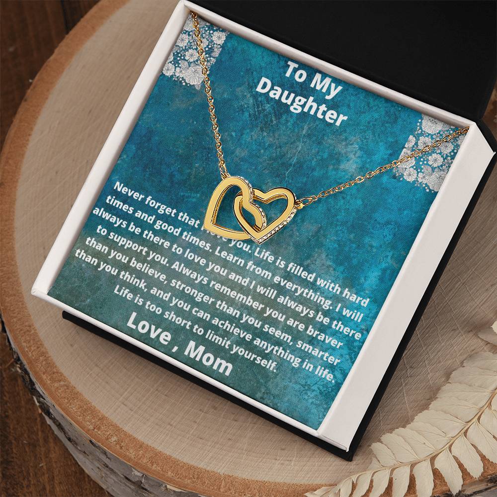 To My Daughter Love From Mom Interlocking Hearts Necklace